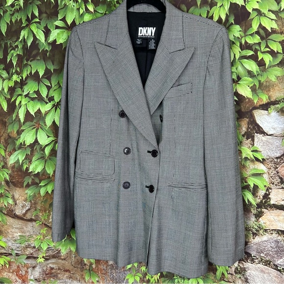 DKNY Plaid Houndstooth Asymmetric Blazer, 10 - Picture 4 of 13